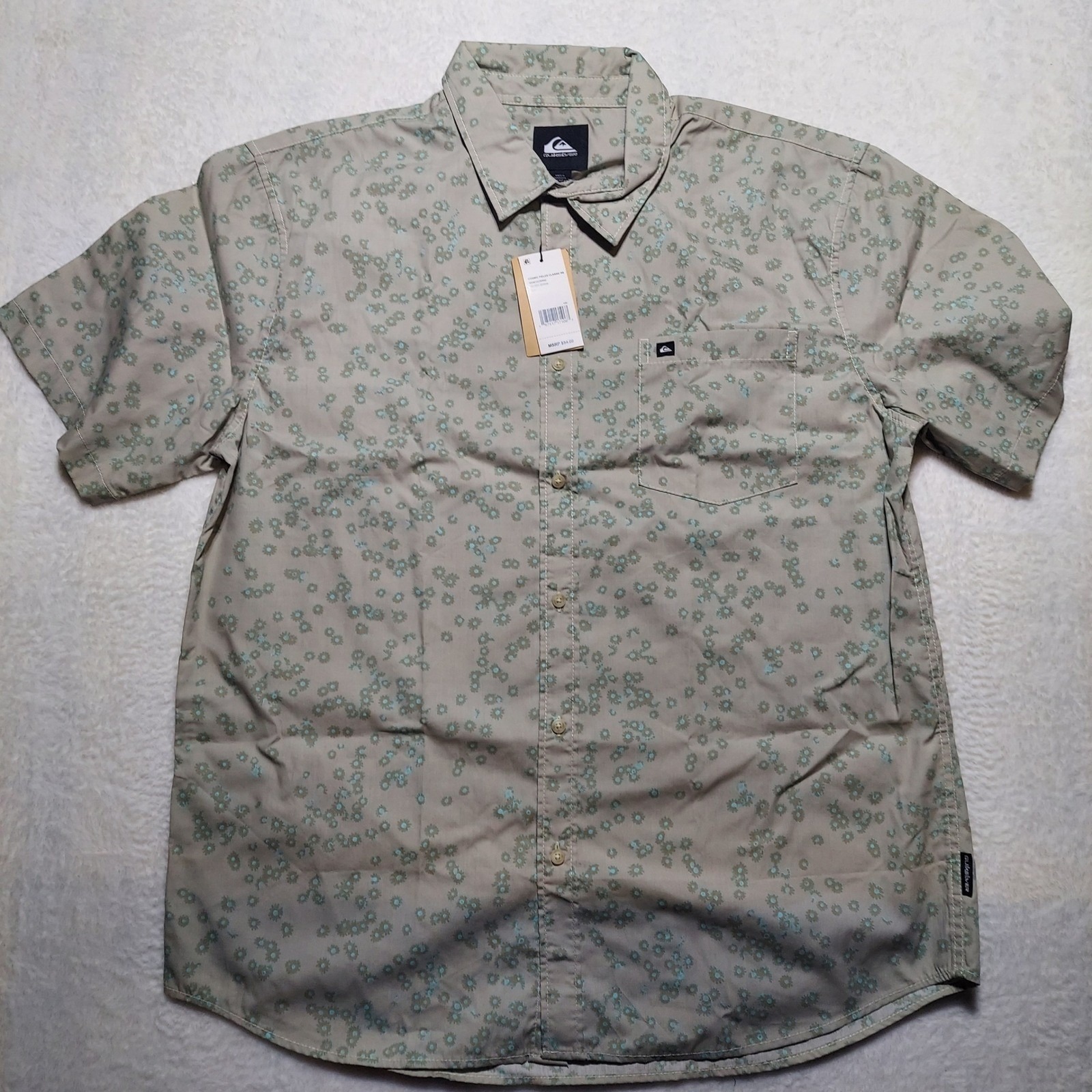 Quiksilver Button Up Shirt Mens 2xl Silver Birch New Cosmic Fields Floral Ss